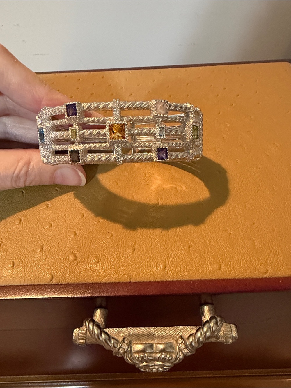 Judith Ripka SS gemstone cuff - Picture 7 of 13